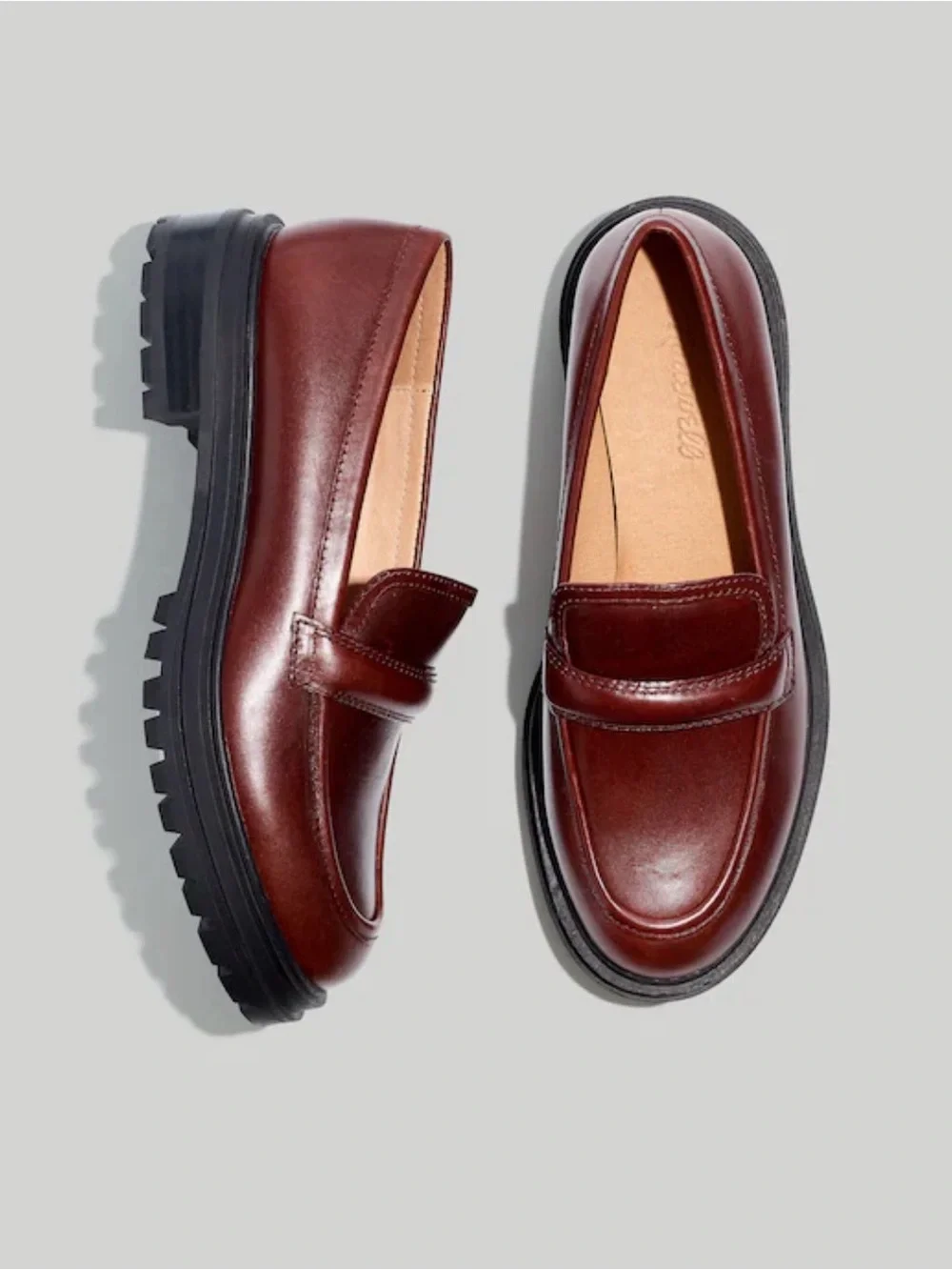 Madewell Bradley Lugsole Loafer in Cherry Wood